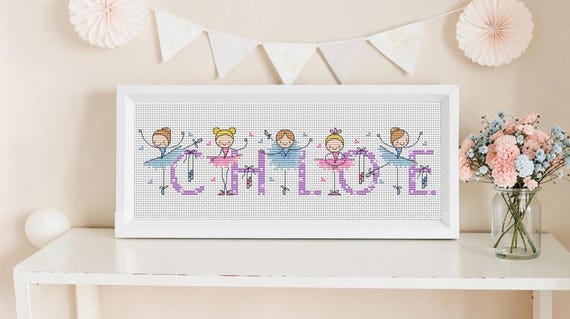 Personalised Ballerina Name Counted Cross Stitch Pattern, Ballet Dancer Chart (PDF Download) by Lucie Heaton
