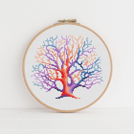 Coral Cross Stitch Pattern by Lucie Heaton, PDF Chart Download