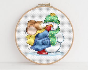 Furry Tales Snowman Mouse - Christmas Cross Stitch Pattern - Lucie Heaton - Digital PDF Counted Cross Stitch Chart Download