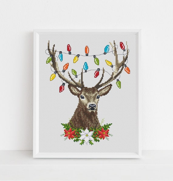 Festive Stag Christmas Cross Stitch PDF Pattern / Counted Cross Stitch Chart / Lucie Heaton