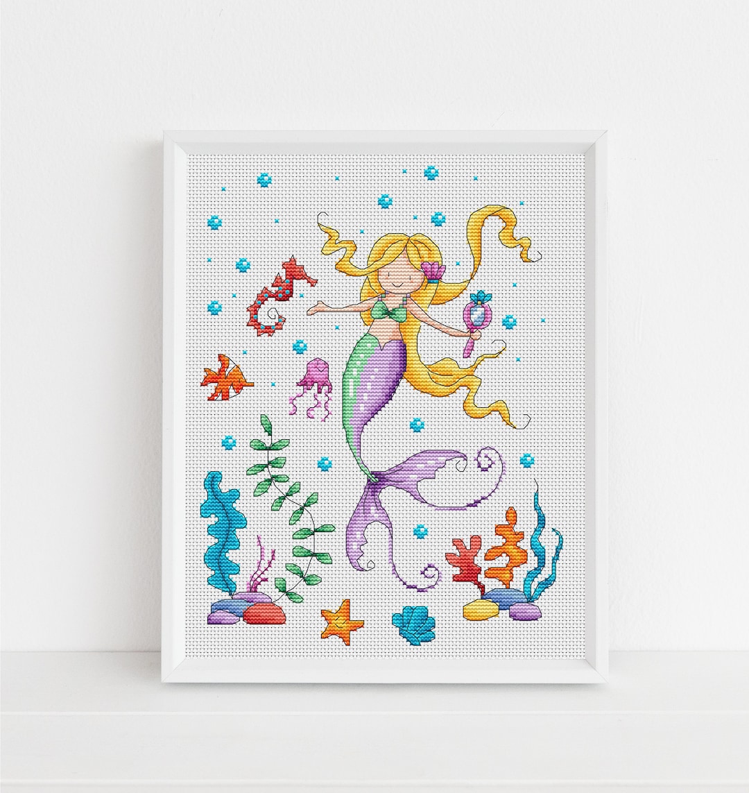 Mermaid Under the Sea - PDF Cross Stitch Pattern - Etsy