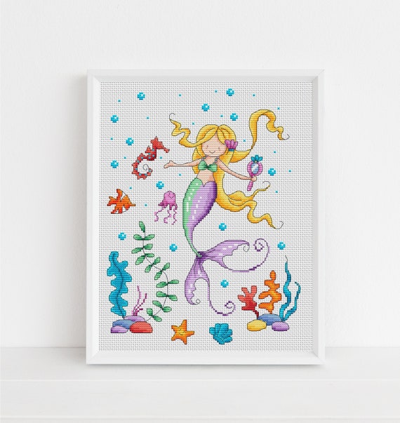 Mermaid Under The Sea - PDF Cross Stitch Pattern