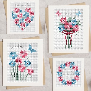 Floral Mother's Day Cards Cross Stitch Pattern - Lucie Heaton - Digital PDF Counted Cross Stitch Chart Download