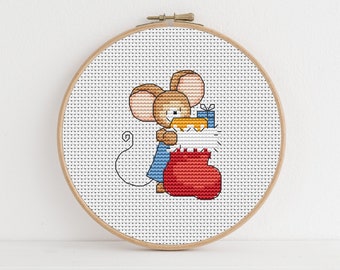 Furry Tales Christmas Stocking Mouse - Cross Stitch Pattern - Lucie Heaton - Digital PDF Counted Cross Stitch Chart Download