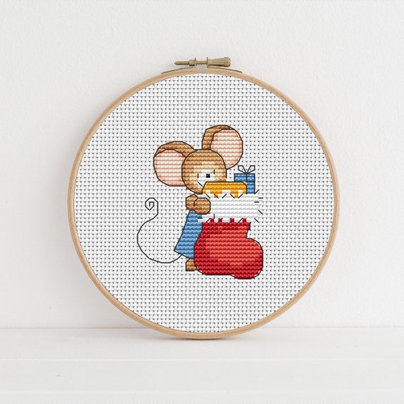 Furry Tales Christmas Stocking Mouse - Cross Stitch Pattern - Lucie Heaton - Digital PDF Counted Cross Stitch Chart Download