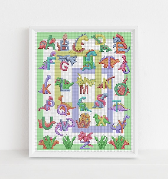 PDF Cross Stitch Dinosaur ABC / Lucie Heaton Cross Stitch Pattern