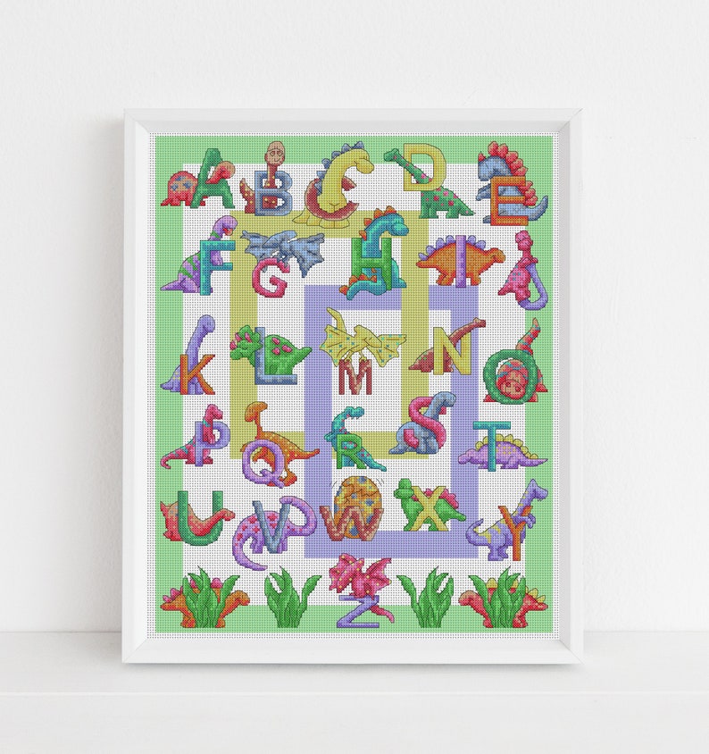 PDF Cross Stitch Dinosaur ABC / Lucie Heaton Cross Stitch image 0