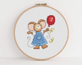 Furry Tales - Celebration Mouse / PDF Cross Stitch Pattern / Lucie Heaton