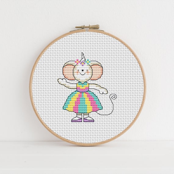 Furry Tales - Unicorn Flossie Mouse / PDF Cross Stitch Pattern