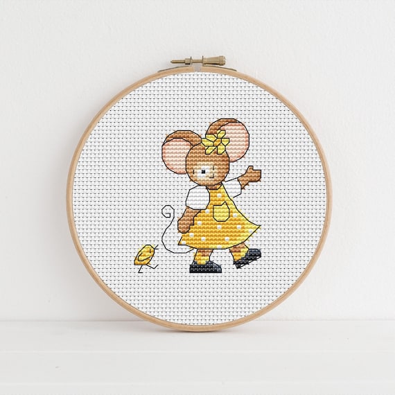 Spring Chick Mouse - Furry Tales / PDF Cross Stitch Pattern / Lucie Heaton