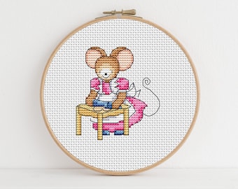 Furry Tales Baking Mouse Cross Stitch Pattern / Baking Cross Stitch/ Mouse Cross Stitch Pattern PDF Download / Lucie Heaton