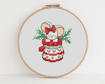 Furry Tales Christmas Flossie Mouse - Cross Stitch Pattern - Lucie Heaton - Digital PDF Counted Cross Stitch Chart Download