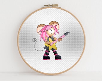 Furry Tales - Pop Star Mouse / PDF Cross Stitch Pattern / Lucie Heaton