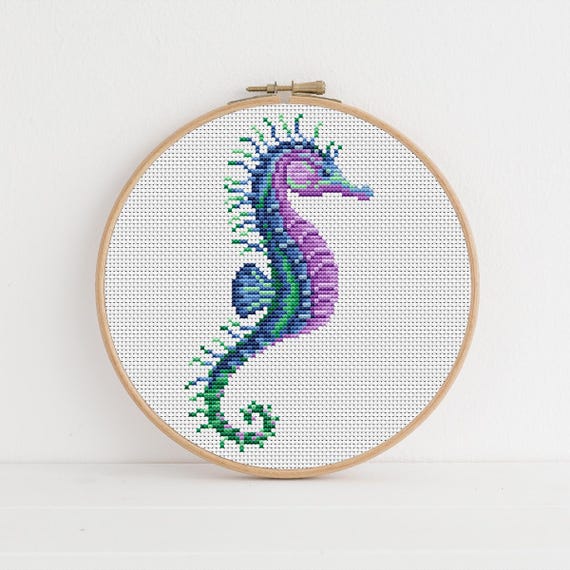 Seahorse Cross Stitch Pattern by Lucie Heaton, PDF Chart Download