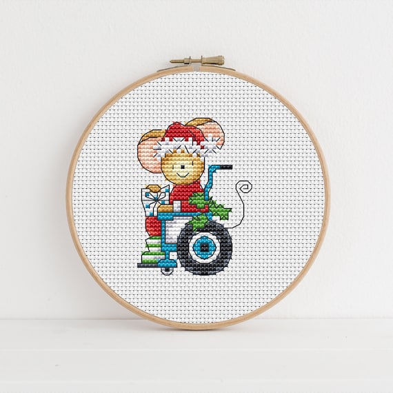 Furry Tales Charlie Mouse - Christmas Cross Stitch Pattern - Lucie Heaton - Digital PDF Counted Cross Stitch Chart Download