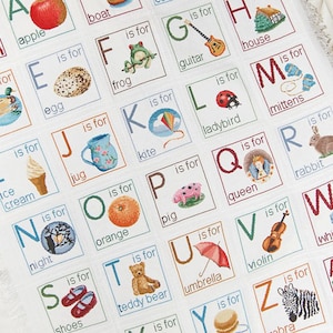 Amostra de alfabeto para bebê PDF Padrão de ponto cruz por Lucie Heaton