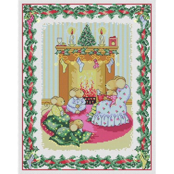 Fireside Story Mouse Cross Stitch Pattern, Furry Tales by Lucie Heaton (PDF Download)