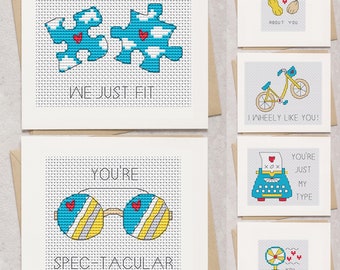 Funny Valentines Day Cards Cross Stitch Pattern - Lucie Heaton - Digital PDF Counted Cross Stitch Chart Download
