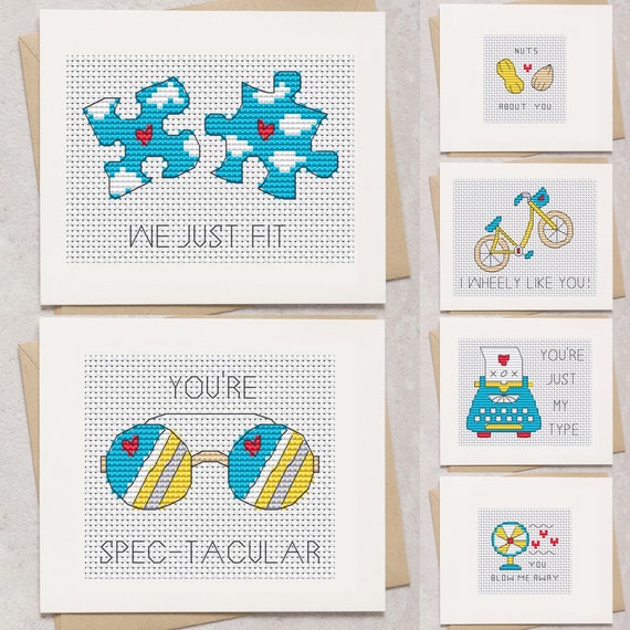 Funny Valentines Day Cards Cross Stitch Pattern - Lucie Heaton - Digital PDF Counted Cross Stitch Chart Download