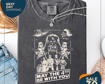 Comfort Colors® Star Wars May The 4th Be With You Shirt | Vintage Darth Vader Luke Skywalker Leia Tee | Classic Sci-Fi Fan Shirt | Star Wars