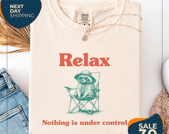 Comfort Colors® Chill Raccoon Vintage Shirt | Relax Nothing Is Under Control Trash Panda Tee | Summer Racoon Tee | Raccoon Chilling Vibes