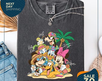 Comfort Colors® Disney Summer Vacation Shirt | Mickey Minnie Goofy Donald Daisy Pluto Tropical Tee | Disney Family Trip Shirt | Beach