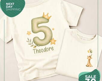 Giraffe Birthday Shirt | Personalized Safari Party Boy Girl Tee | Custom Name Kids Outfit | Jungle Animal Shirt Gift