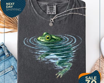 Comfort Colors® Frog Swimming T-Shirt | Funny Animal Graphic Tee | Funny Animal Shirt | Frog Lover Gift