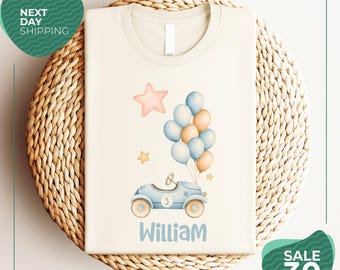 Race Car Birthday Shirt | Personalized Age & Name Boy Tee | Custom Birthday Outfit | Vintage Car Tee | Birthday Party Gift