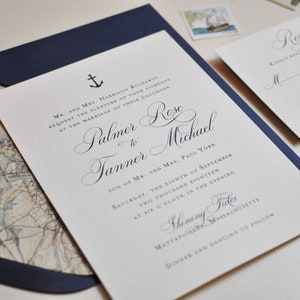 Nautical Wedding Invitation, Nautical Wedding, East Coast Wedding, Navy Wedding Invitation, Letterpress Wedding Invitation