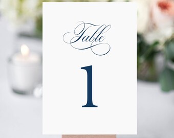 Table Numbers, Nautical Table Numbers, Wedding Table Numbers, Navy and White Table Number