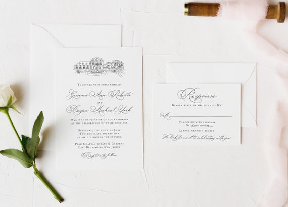 Wedding Invitation Park Chateau Wedding Venue Invitation Etsy