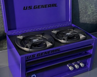 Mini caja de herramientas morada con altavoz Bluetooth