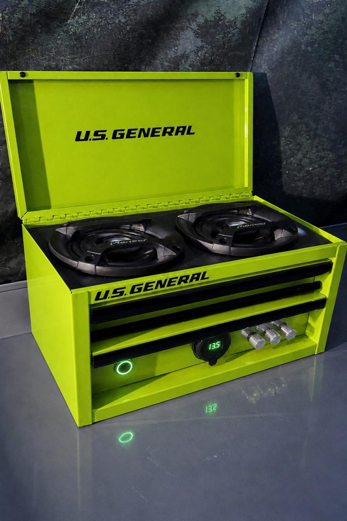 Mini Toolbox Bluetooth Speaker – Voltmeter + Device Ports - Etsy