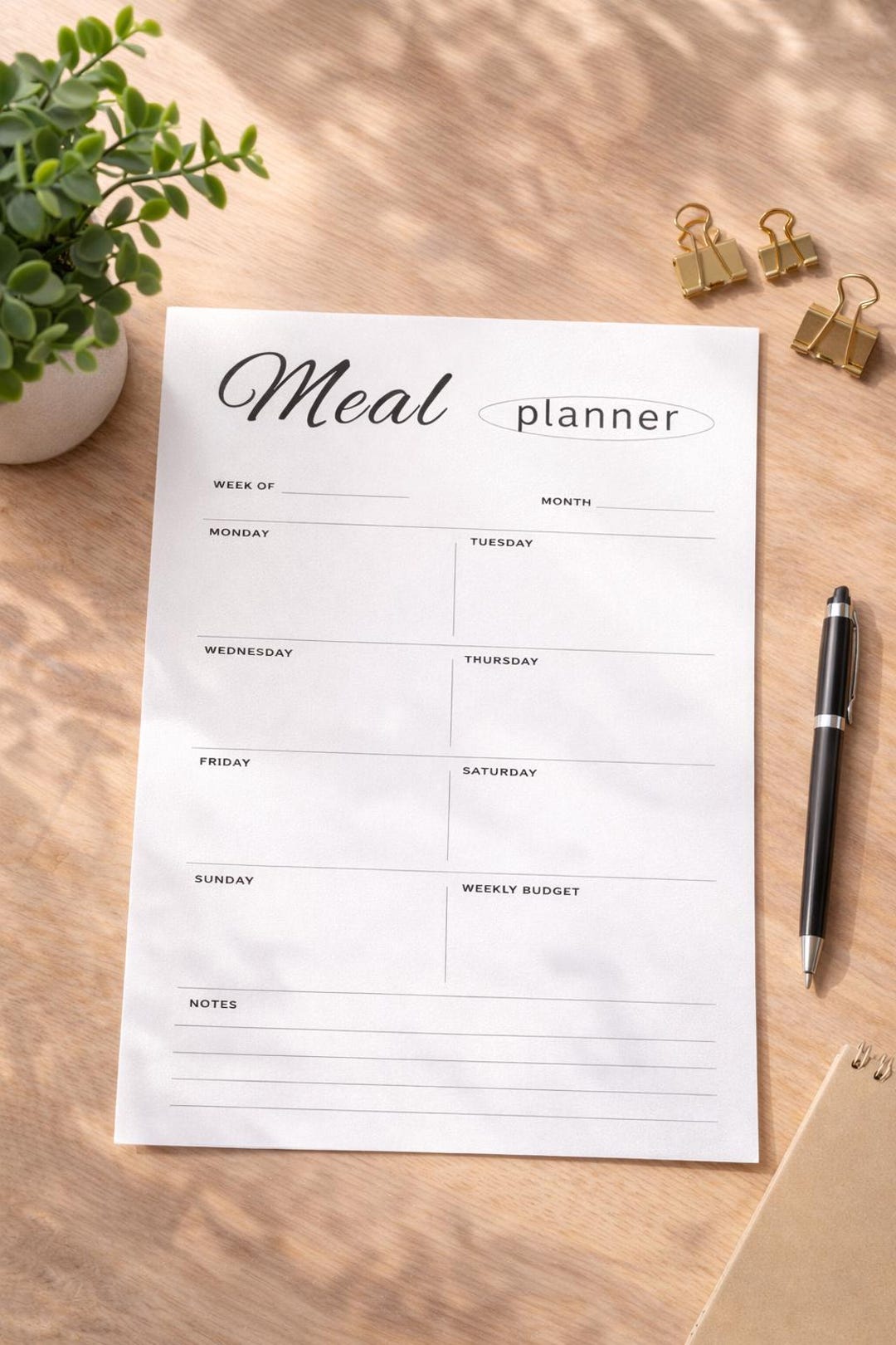 Minimalist Weekly Meal Planner Printable | Meal Prep Planner | Grocery ...