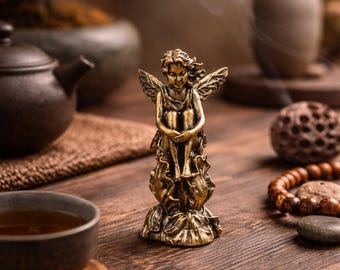 Figurine fée ange en laiton – sculpture qui serre les jambes, décoration d'animal de compagnie en thé