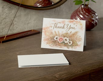 Bloemen bedankkaartje | Zacht gekleurd briefpapier met enveloppen