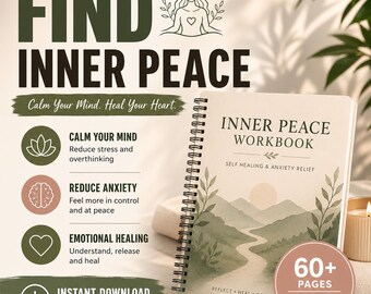 Inner Peace Workbook PDF | Self Healing & Anxiety Relief | Calm Mind Journal | Emotional Healing Printable | Mental Health Workbook