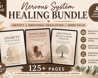 Nervous System Healing Bundle PDF | Anxiety Reset Planner | Emotional Regulation Workbook | Inner Child Healing Printable | 125+ Pages
