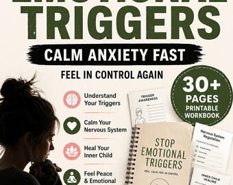Stop Emotional Triggers Workbook PDF | Inner Child Healing & Anxiety Relief | Overthinking Help | Nervous System Regulation | Printable