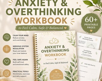 Anxiety Overthinking Workbook, Nervous System Regulation, Stress Relief (PDF)