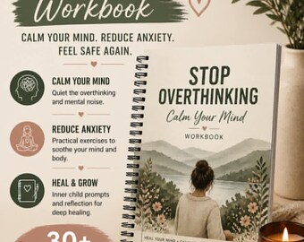 Stop Overthinking Workbook PDF | Anxiety Relief & Calm Mind | Inner Child Healing | Emotional Regulation Journal Printable
