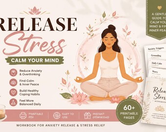 Stress Relief Workbook, Calm Your Mind Journal, Anxiety Help Printable