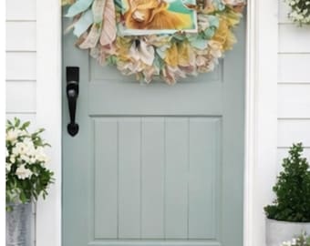 Anpassad lantlig vinrankekrans Neutral Grön Krämfärgad Ytterdörrdekor Stugstil Vår Sommar Rustik Veranda Dörrhängare