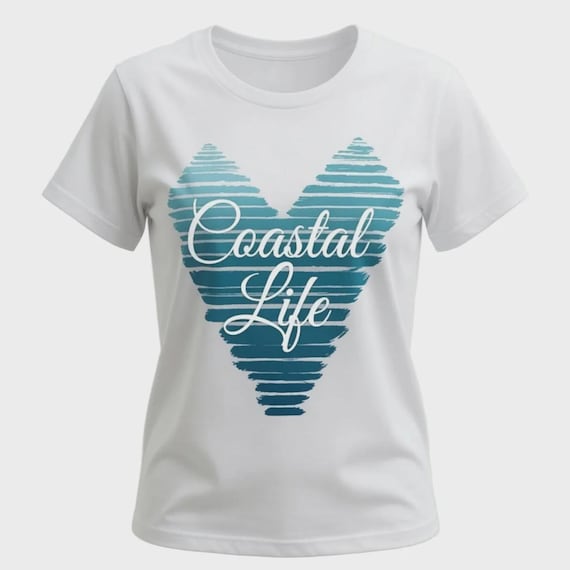 Coastal Life Heart Shirt | Women's Beach Summer Vacation Apparel