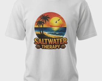 海水セラピー ビーチ サンセット セーリングボート Tシャツ | 海岸 海 夏休みアパレル