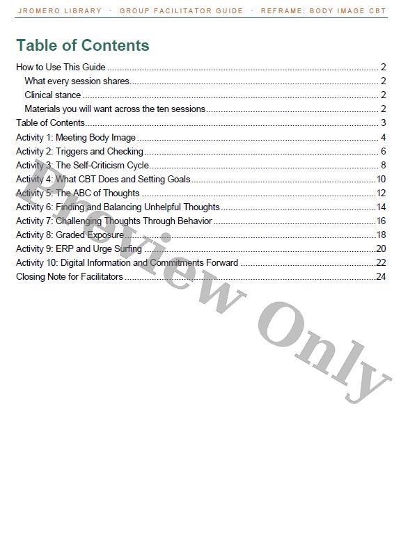 Body Image Reframe Workbook and Group Facilitator Guide With 10 Session ...