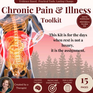 Chronic Pain & Illness Toolkit Printable Fillable PDF Symptom Flare Tracker, Spoon Theory Energy Planner, Medication Log Pain Tracker