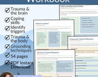 Trauma Workbook for Adults, Complex PTSD Recovery Worksheets, Survivor Healing Journal, Trauma Therapy PDF, Self Help counseling Tools