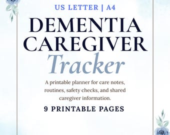 Dementia Planner Printable, Dementia Caregiver Behavior Log, Daily Routine Planner, Safety Checklist, Memory Care Tracker, Elder Care Log